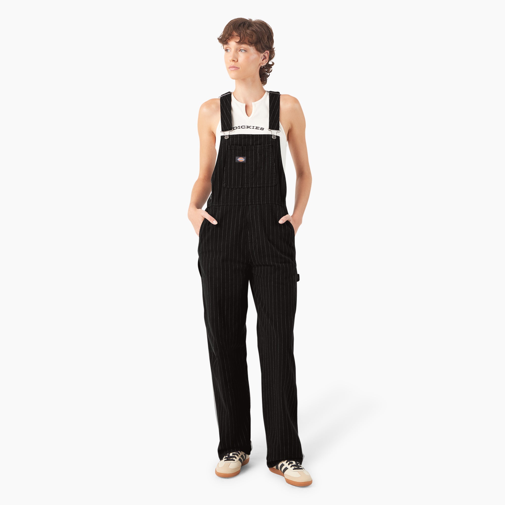 Women's Pinstripe Service Bib Overalls - Image 5