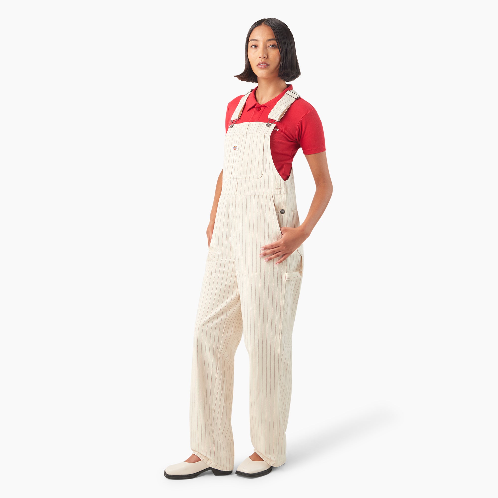 Women's Pinstripe Service Bib Overalls - Image 3