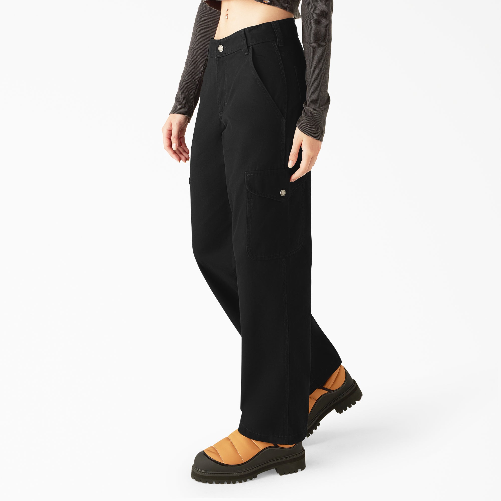 Women's Relaxed Fit Duck Canvas Cargo Pants - Image 3