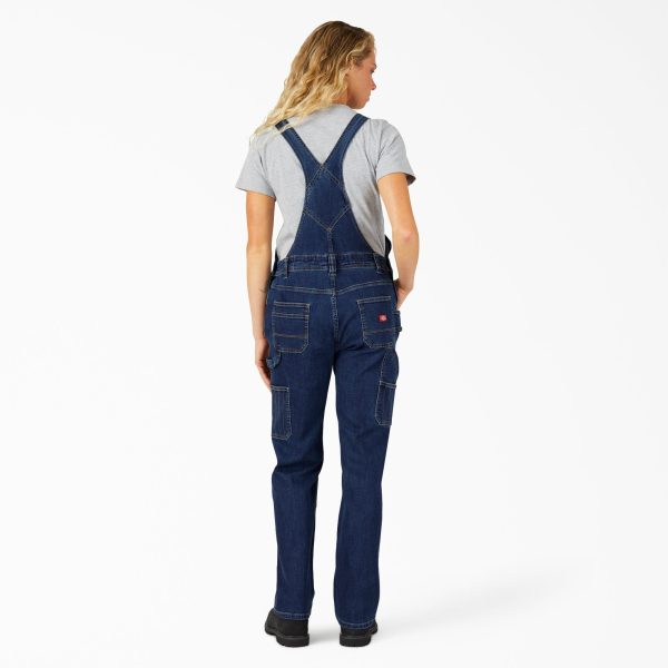 Women's Straight Fit Denim Double Front Bib Overalls - Image 2