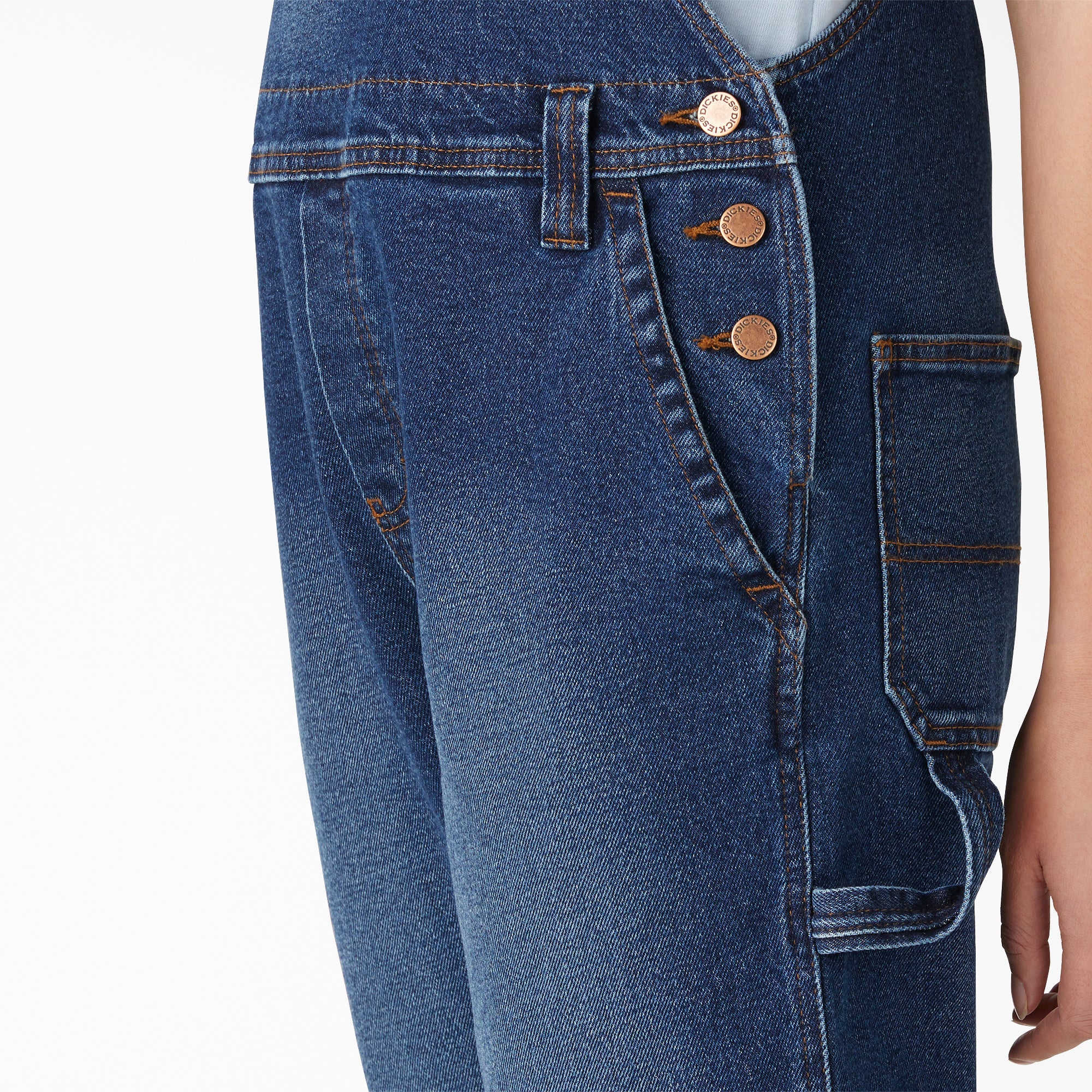 Women's Denim Boyfriend Fit Bib Overalls - Image 6