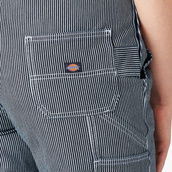 Women's Hickory Stripe Boyfriend Fit Bib Overalls - Image 7