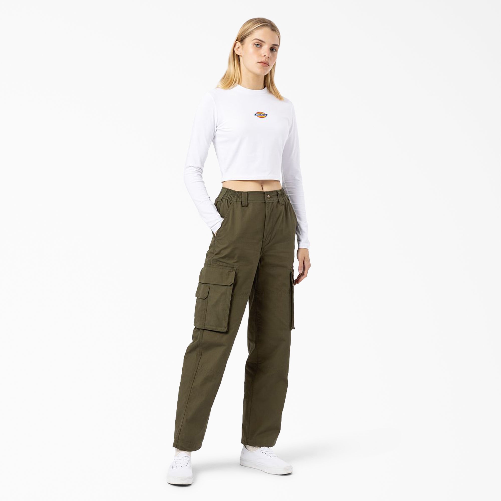 Women's Maple Valley Logo Long Sleeve Cropped T-Shirt - Image 3