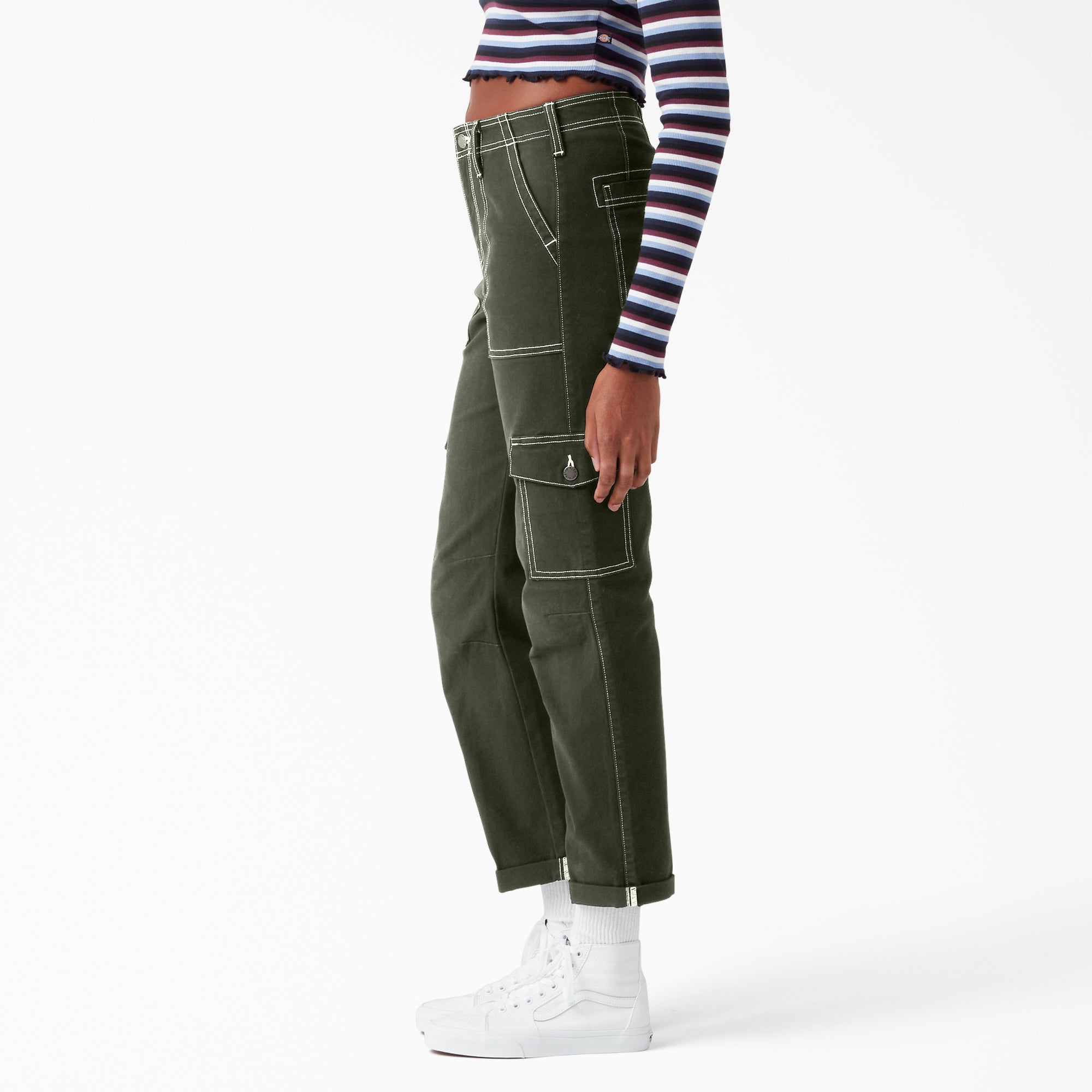 Women's Skinny Fit Cuffed Cargo Pants - Image 3