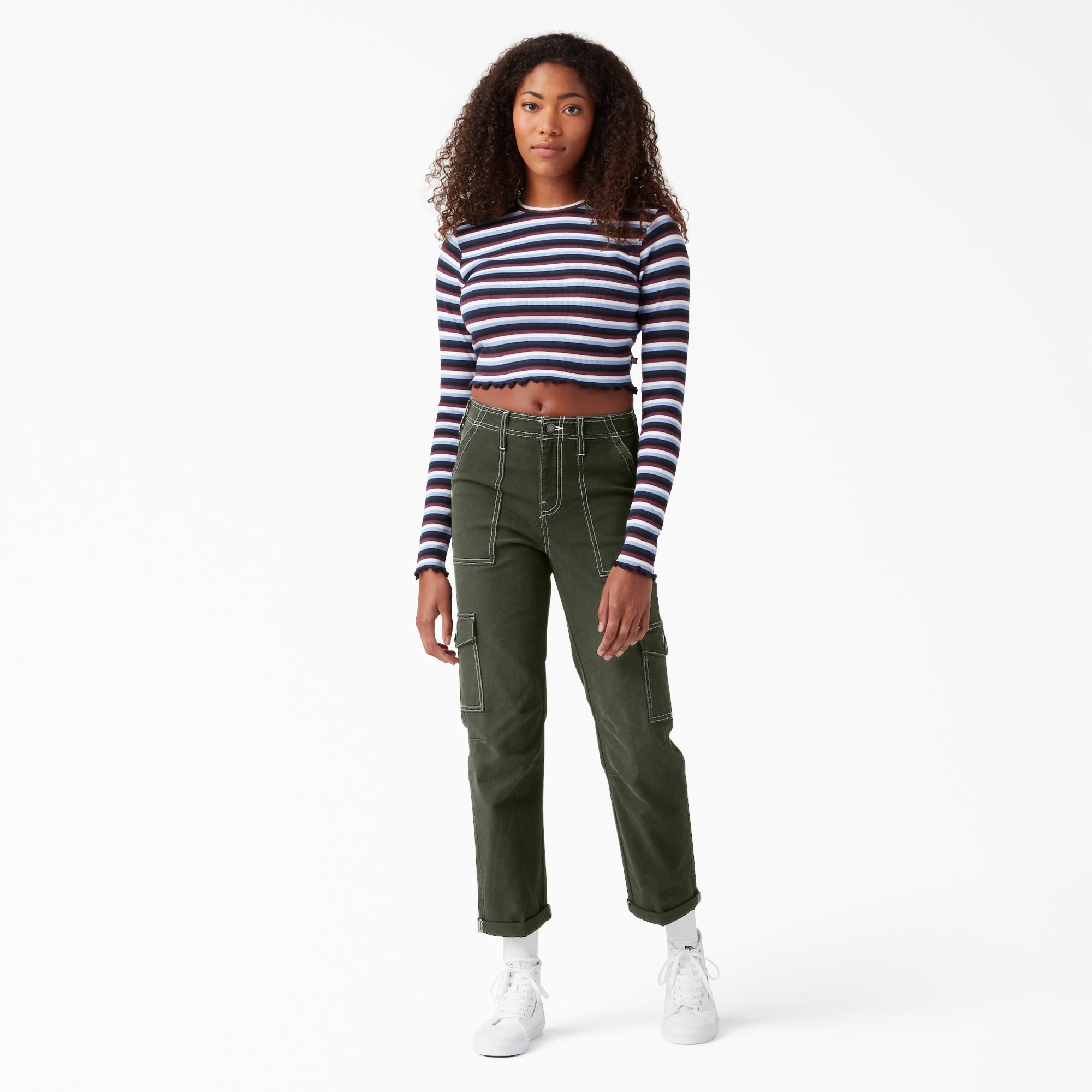 Women's Skinny Fit Cuffed Cargo Pants - Image 4