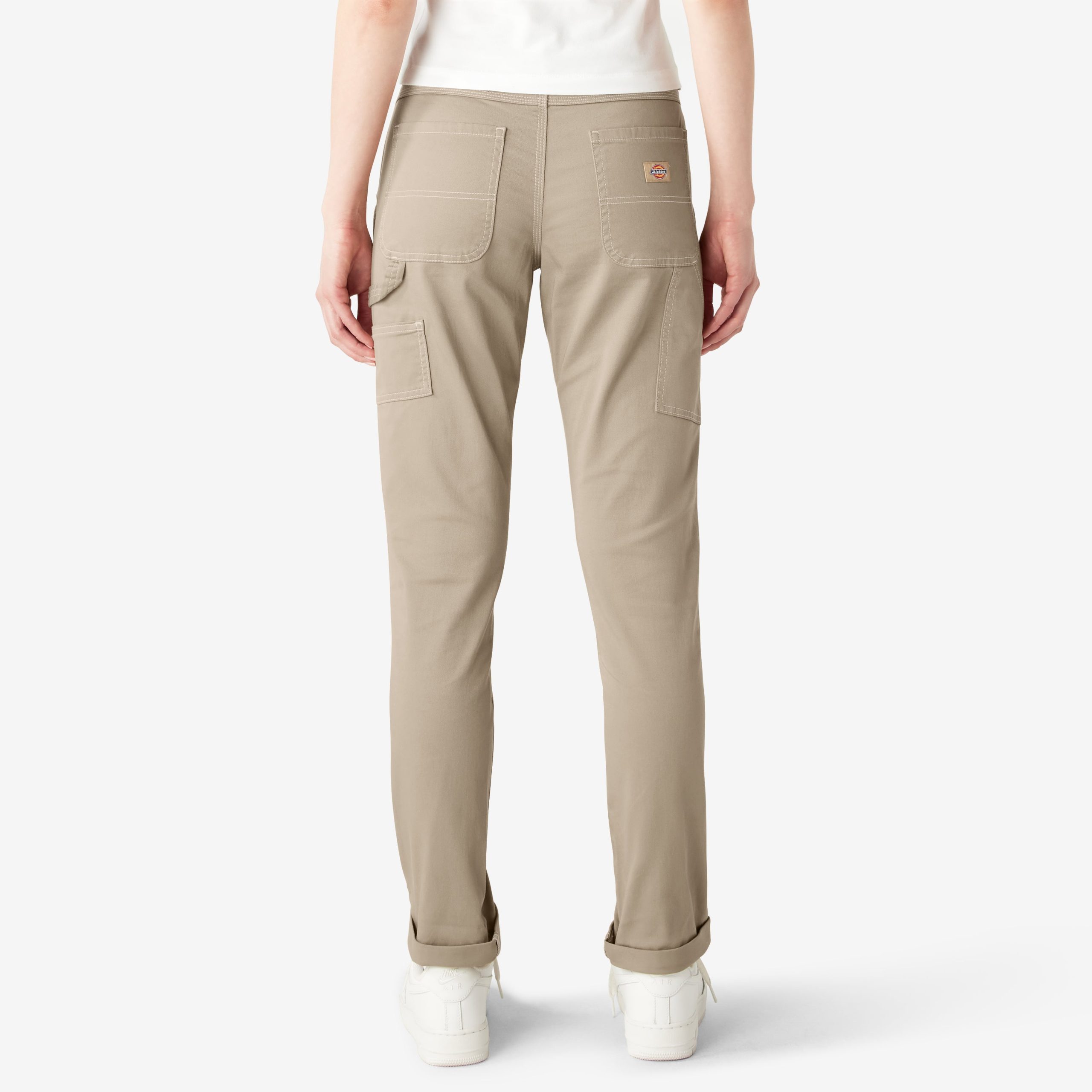 Women's Slim Straight Fit Roll Hem Carpenter Pants - Image 2