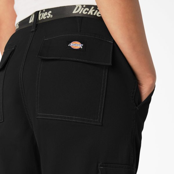 Women's Relaxed Fit Contrast Stitch Cropped Cargo Pants - Image 8