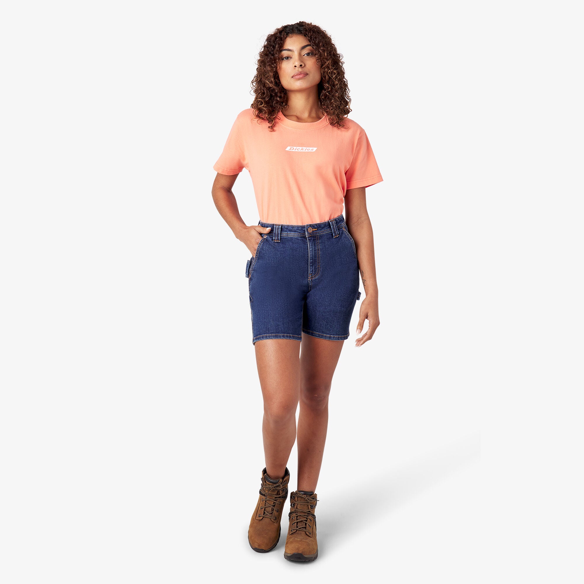 Women's Relaxed Fit Denim Carpenter Shorts. 7 - Image 5