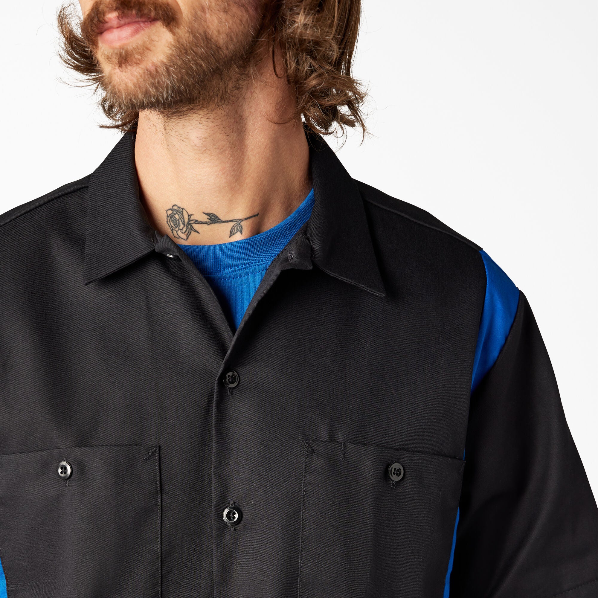 Two-Tone Short Sleeve Work Shirt - Image 7