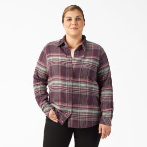Women's Plus Long Sleeve Plaid Flannel Shirt