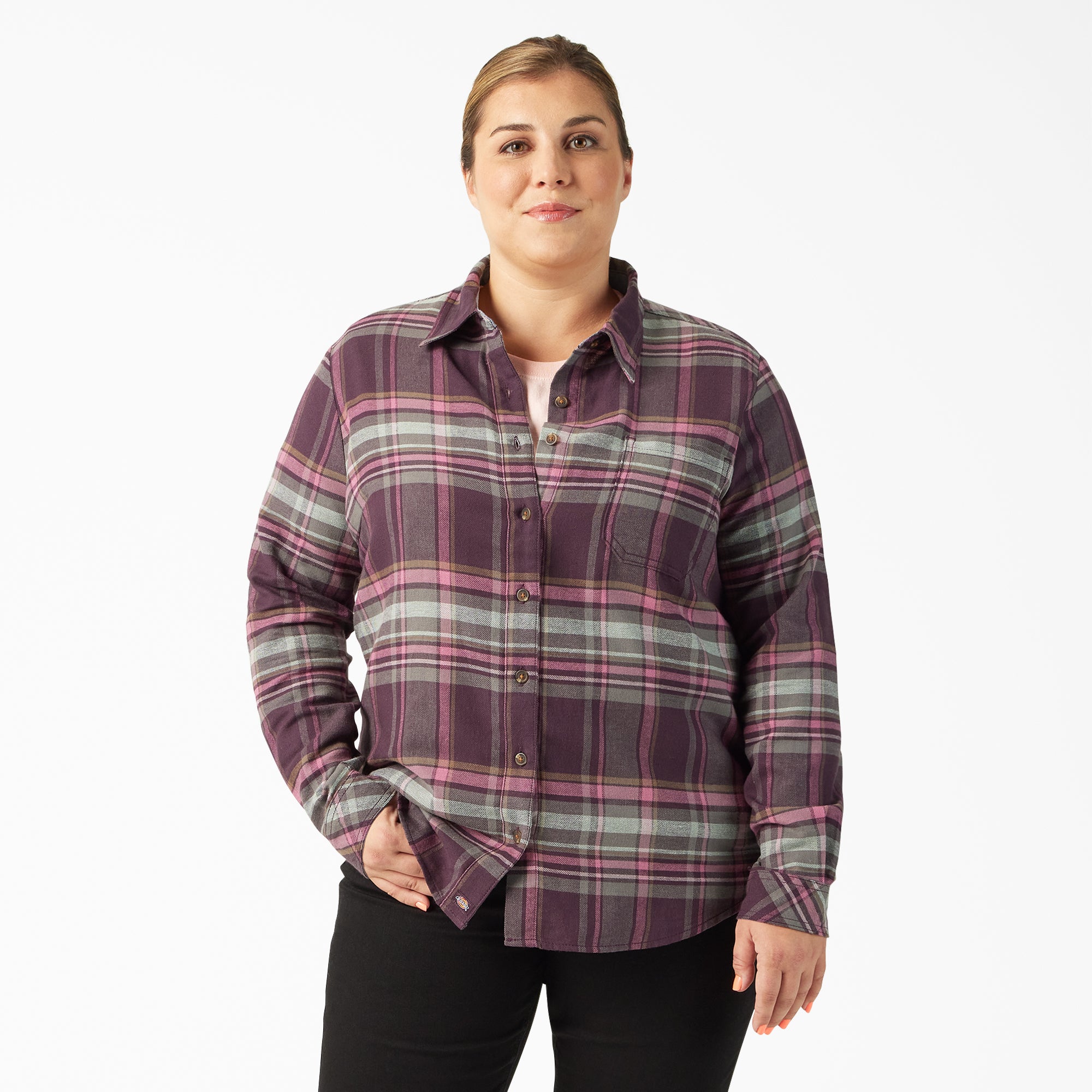 Women's Plus Long Sleeve Plaid Flannel Shirt