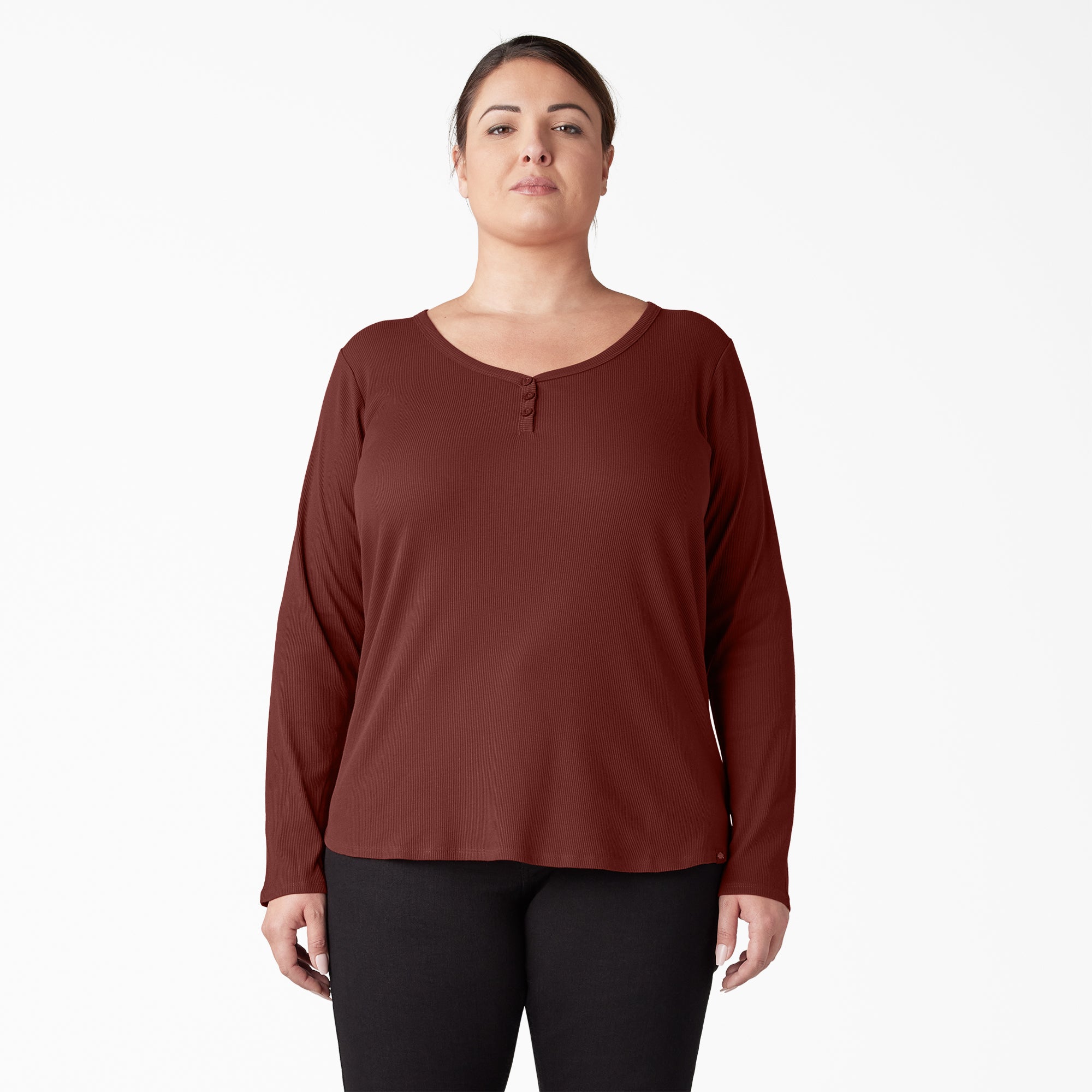 Women's Plus Henley Long Sleeve Shirt - Image 3