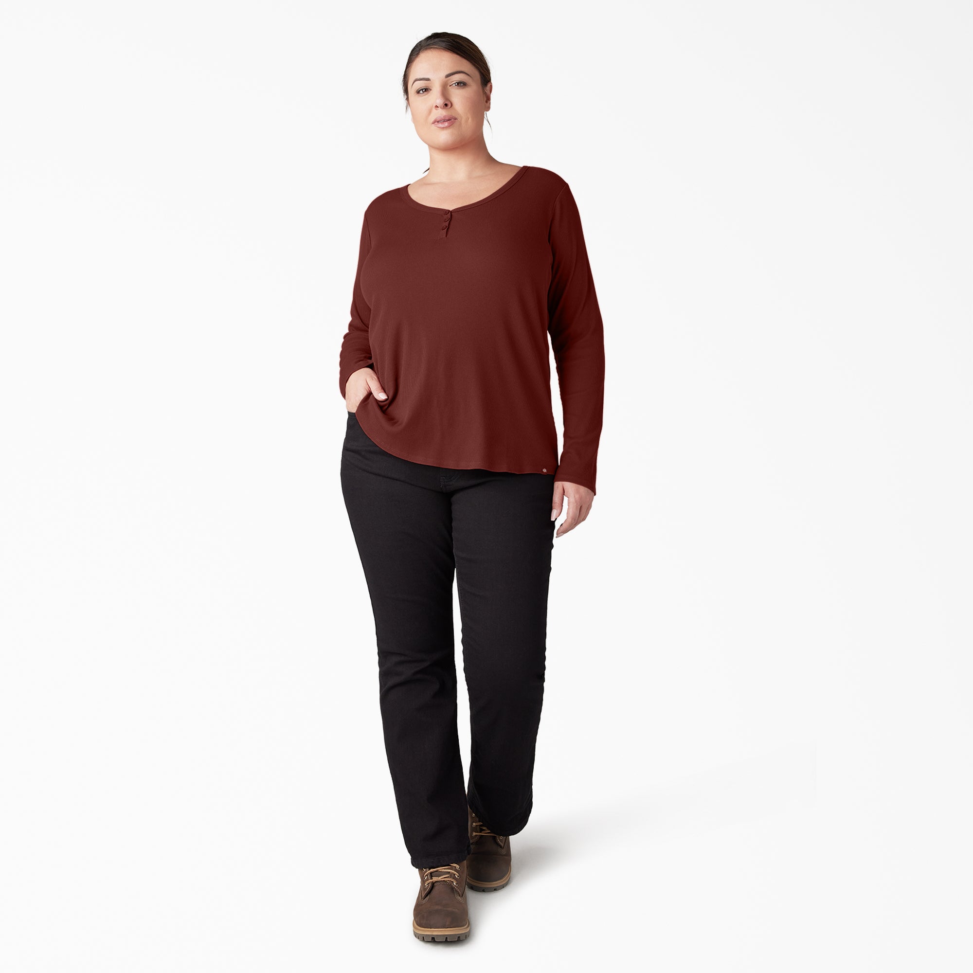 Women's Plus Henley Long Sleeve Shirt - Image 5