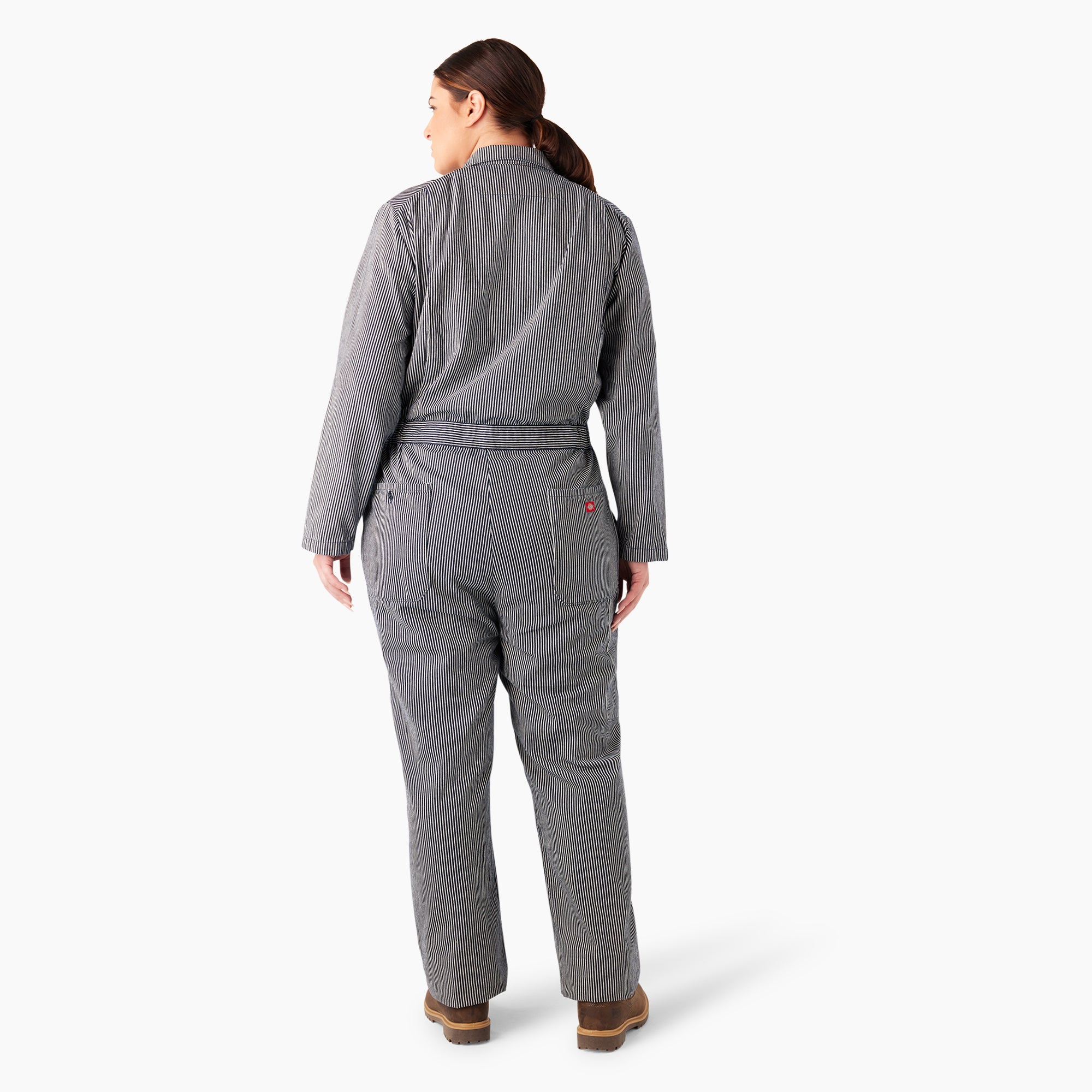 Women's Plus Relaxed Fit Long Sleeve Hickory Stripe Coveralls - Image 2