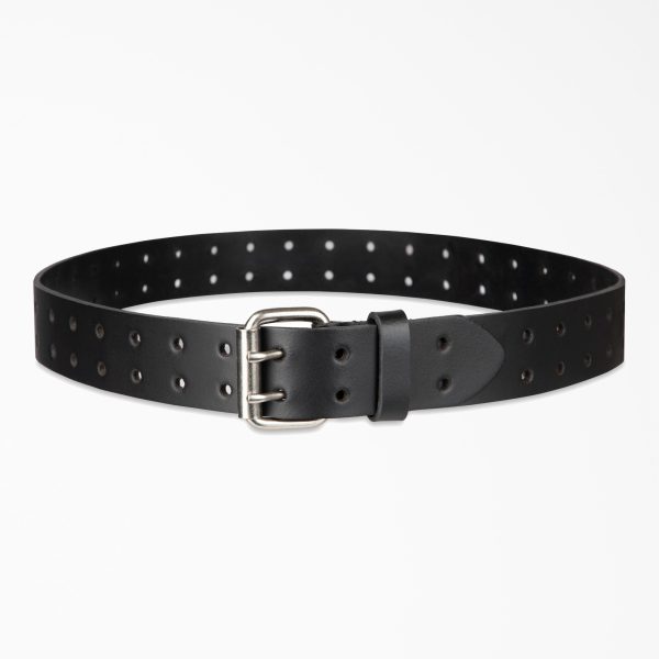 Perforated Leather Double Prong Buckle Belt - Image 3